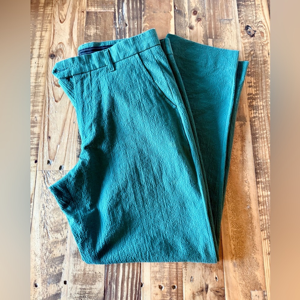 Men's Teal Dress seersucker Pants Pervical 32” x 30”